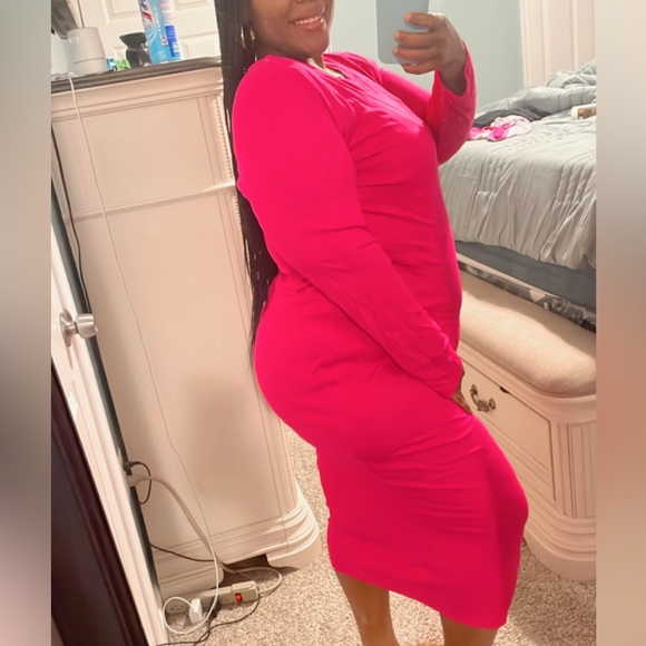 Ava & Viv Vibrant Pink Long Sleeve Dress - Picture 6 of 6